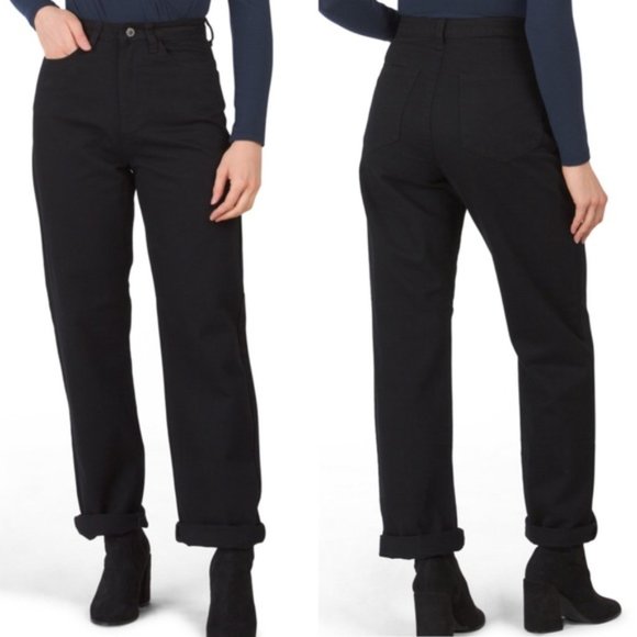 NWT Weworewhat High Waisted Jet Black Straight Leg Rigid Denim Mom Jeans 26 - Picture 3 of 13